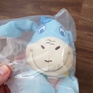 Disney Plush Eeyore Plush Silky Crinkle Ears Squeaker Sewn Eyes 11" New in Bag